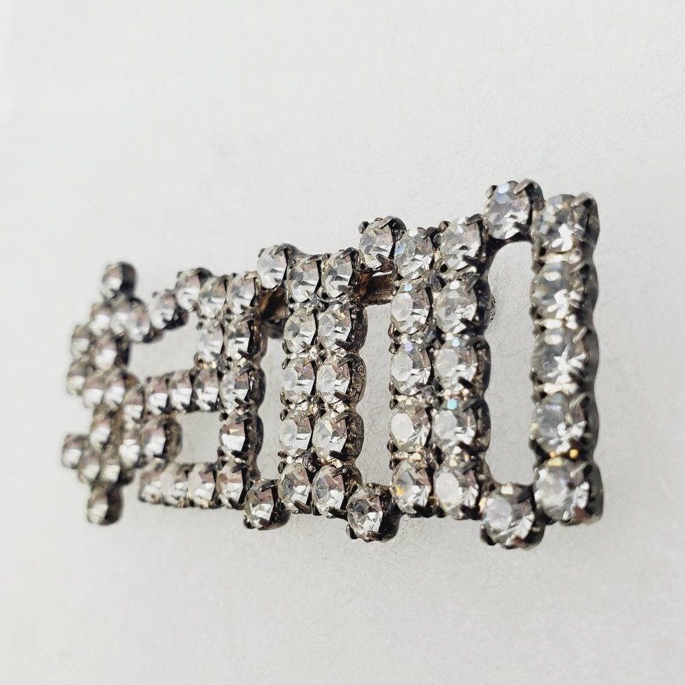 Vtg $ Dollar Sign Year 2000 Y2K Clear Sparkly Crystal Rhinestone Brooch Pin Long - Picture 3 of 8